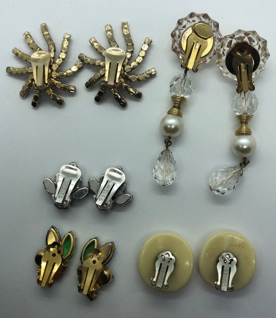 Vintage Clip On Earrings, Lot of 5 Pairs of Clip … - image 9