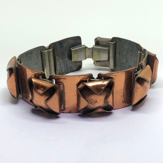 REBAJES Copper Link Bracelet, Mid Century 1950s C… - image 2
