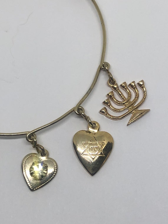Vintage 1940's Sweetheart Charm Bracelet, JEWISH … - image 3