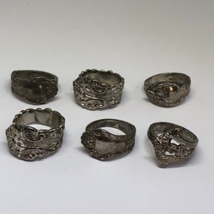 Vintage Spoon Toy Rings - Lot of 6, Gum Ball Prize Ring, Spoon Toy Rings, Ring Size 8