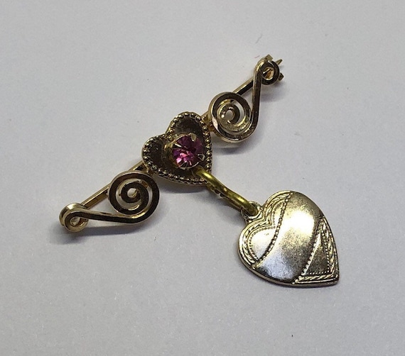 Twisted Wire Heart Brooch, Sweetheart Pin, Vintag… - image 2