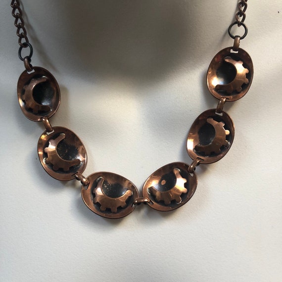 Brutalist Modernist Statement Copper Necklace, 18… - image 1