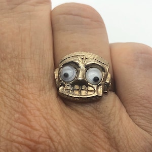 Vintage Googly Eye Monster Toy Ring, 1940's Toy Ring, Adjustable Ring Size 6 1/2