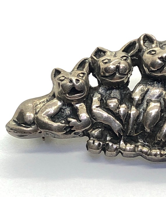 Silver Cats Brooch - image 3