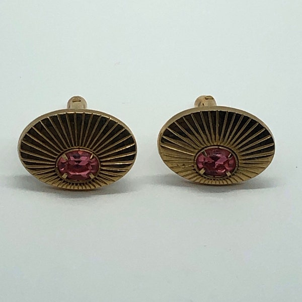 Geometric Cufflinks, Pink Cufflinks, Signed Anson 1960s