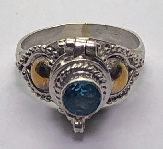 Poison Ring, Sterling Silver Blue Topaz Poison Ri… - image 9