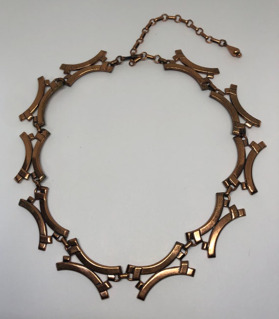 RENIOR Necklace, Mid Century 1950s Copper Linked … - image 6