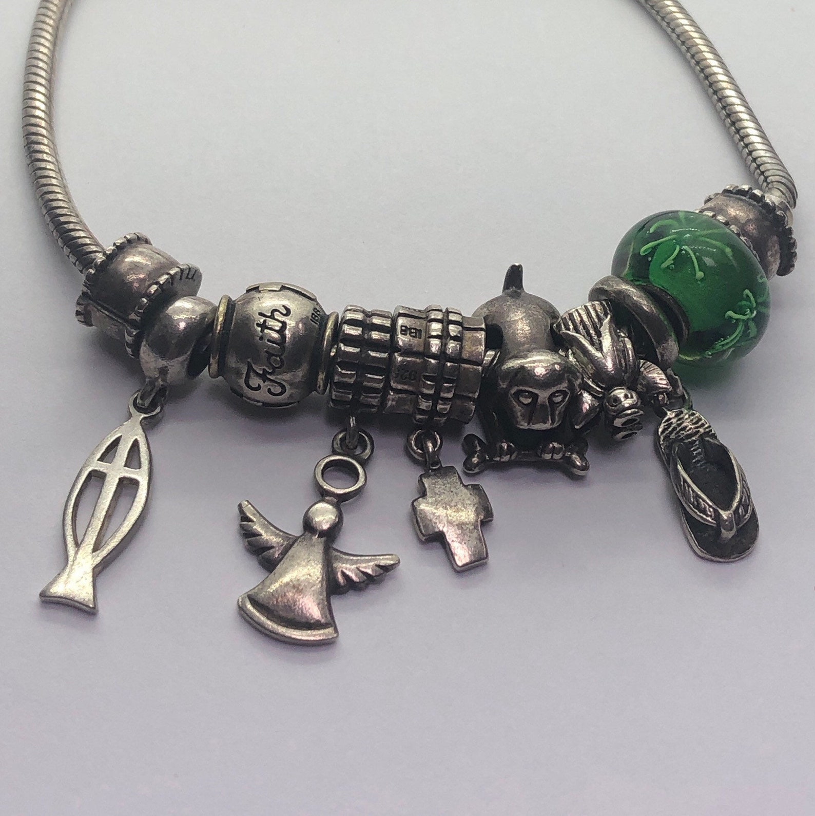 Sterling Silver PANDORA Religious Faith Charm Bracelet Etsy