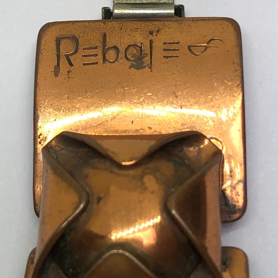 REBAJES Copper Link Bracelet, Mid Century 1950s C… - image 8