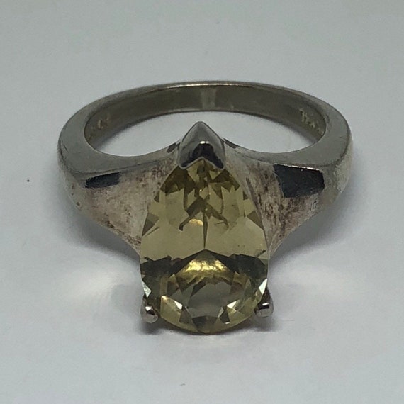 Citrine Silver Ring, Citrine Ring Size 9