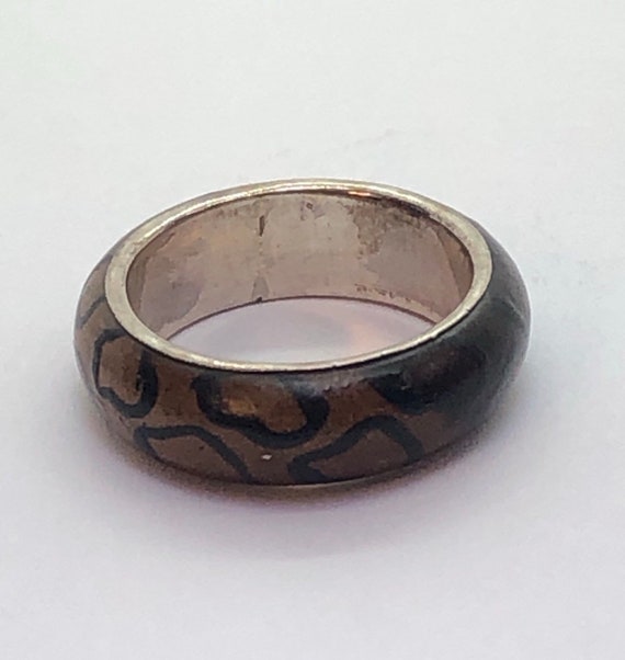 Sterling Silver and Wood Ring, Size 7 1/4 - image 3