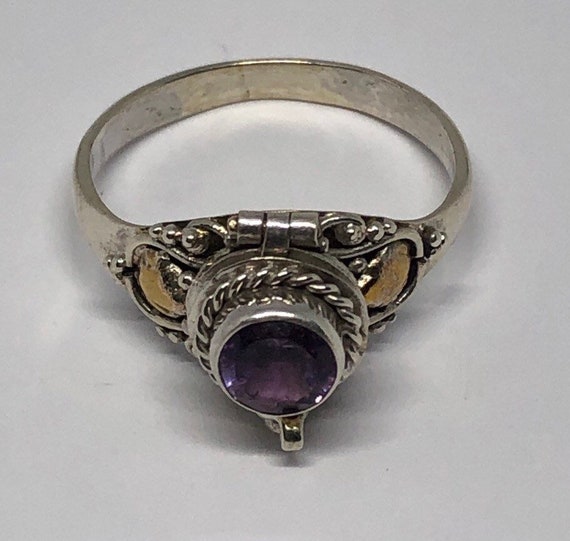 Poison Ring, Silver Amethyst Poison Ring Size 8, … - image 8
