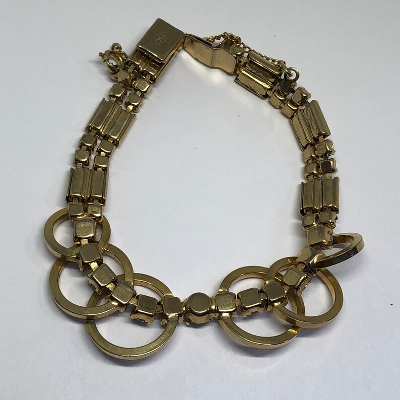 Vintage Rhinestone Costume Jewelry Sarah Coventry Rhinestone Set Vintage 1950s Geometric Necklace and Bracelet Set