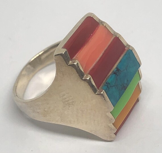Sterling Silver Rainbow Multi Stone Ring Size 6 1… - image 6