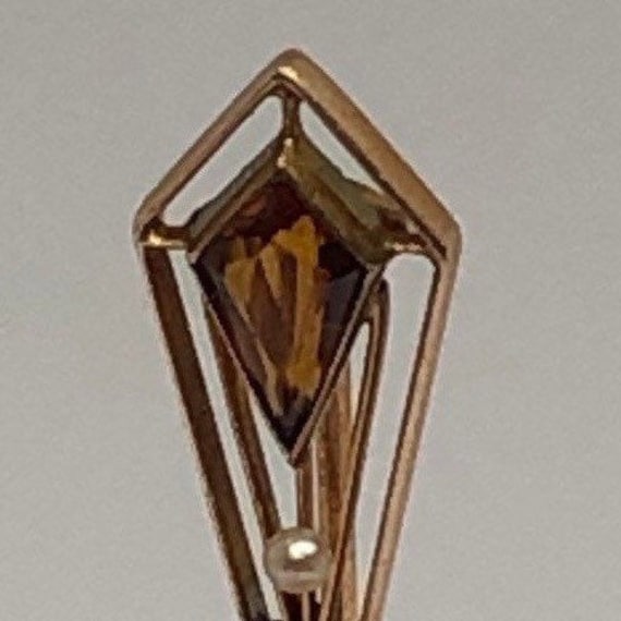 14K Gold Hat Pin, Gold Pearl Stick Pin