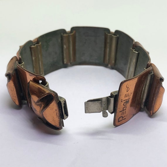 REBAJES Copper Link Bracelet, Mid Century 1950s C… - image 9
