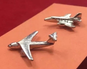 Lot of 2 Vintage 1960's AVIATION Military Jet Aircraft Advertising Lapel Pins, Wanderlust Jewelry, Airplane Jewelry