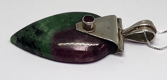 Sterling Silver Garnet And Ruby In Zoisite Pendan… - image 6