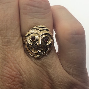 Vintage Red Eyed Monster Toy Ring, 1940&#39;s Toy Ring, Adjustable Ring Size 7 1/2