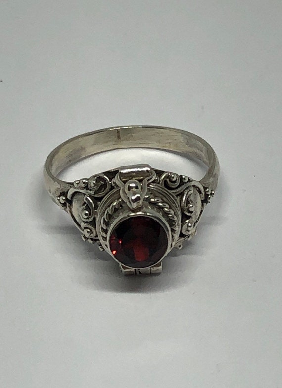 Poison Ring, Garnet Poison Ring Size 7