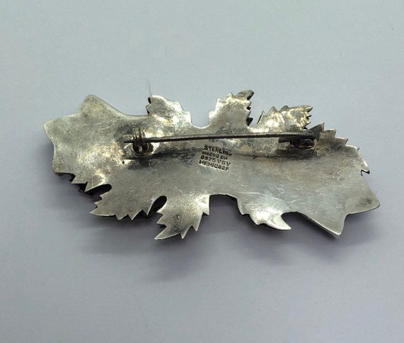 STERLING SILVER Leaf Brooch Pin - image 10