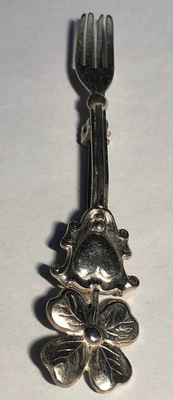 Sterling Silver LANG Irish Heart Fork Brooch Pin,… - image 5