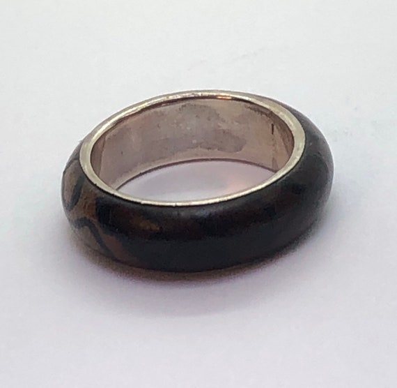Sterling Silver and Wood Ring, Size 7 1/4 - image 6