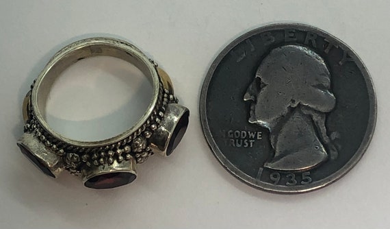 Sterling Silver Garnet Ring Size 4 1/2, Multi Sto… - image 5