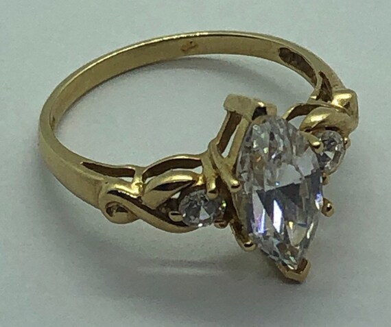 14K Gold Marquise Cubic Zirconia Ring Size 8, Wed… - image 3