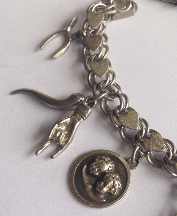 Vintage Silver Charm Bracelet, 7 5/8” L, Liberty … - image 2