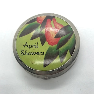 CHERAMY April Showers Vintage Compact Tin, CHERAMY Cherry Red Vanity Mirror Case, Size Is In Description