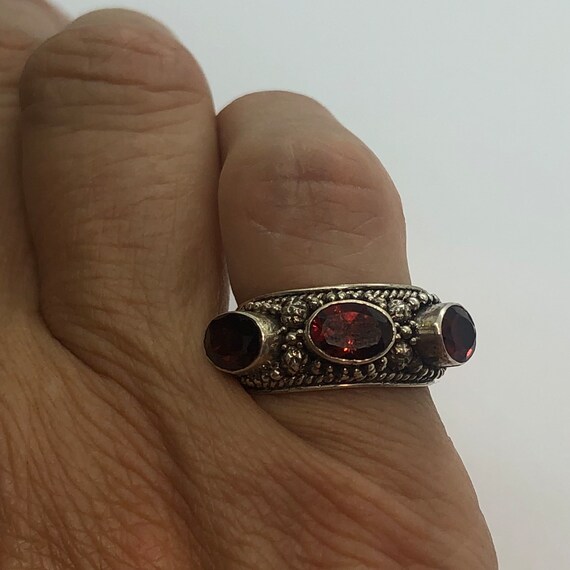 Sterling Silver Garnet Ring Size 4 1/2, Multi Sto… - image 2