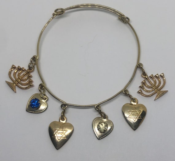 Vintage 1940's Sweetheart Charm Bracelet, JEWISH … - image 1