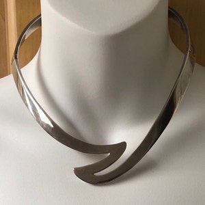 TAXCO Sterling Silver Choker Necklace, TAXCO Silver Necklace, Vintage TT-18 Mexico Sterling Silver Modern Choker Necklace, Vintage Choker
