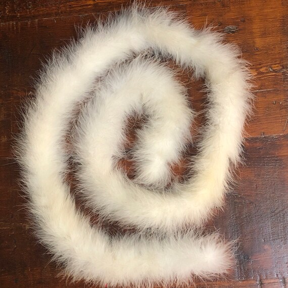Vintage White Marabou Feather Trim, 66” L, Weddin