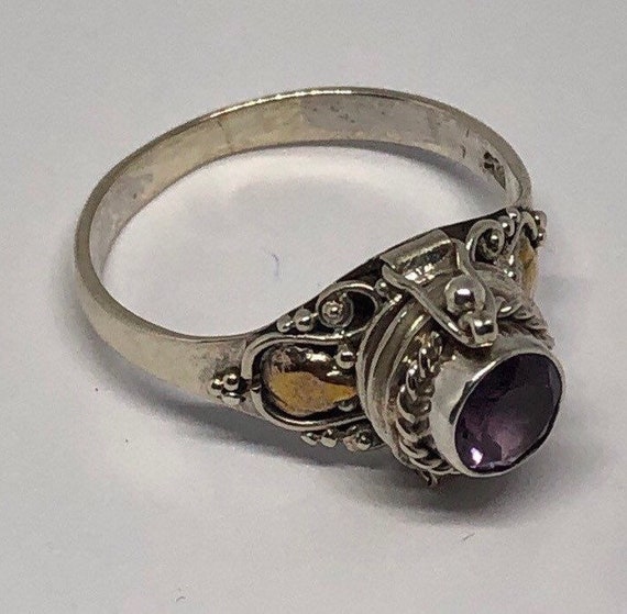 Poison Ring, Silver Amethyst Poison Ring Size 8, … - image 2