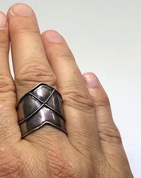 Beautiful Sterling Silver Ring, Silver Wide Band … - image 2