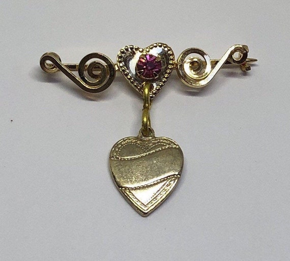 Twisted Wire Heart Brooch, Sweetheart Pin, Vintag… - image 1