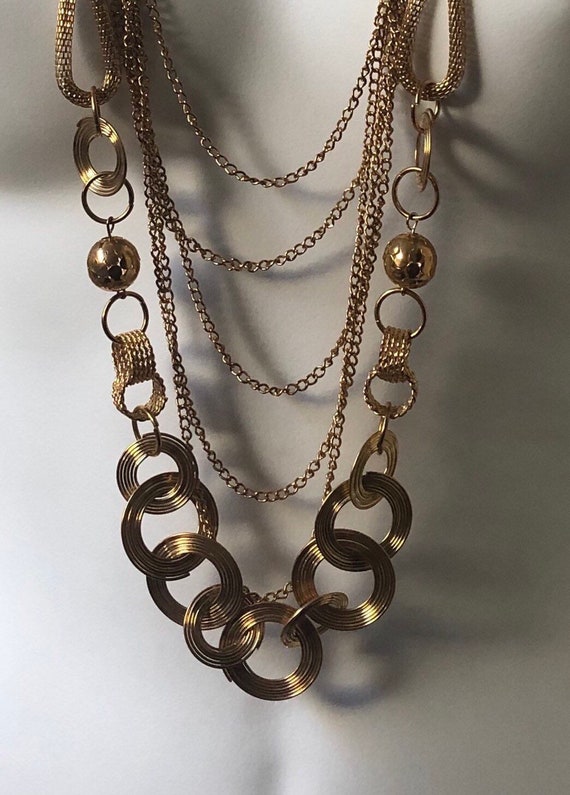 Vintage Long Chain Necklace, Layered Chain Necklace, … Gem