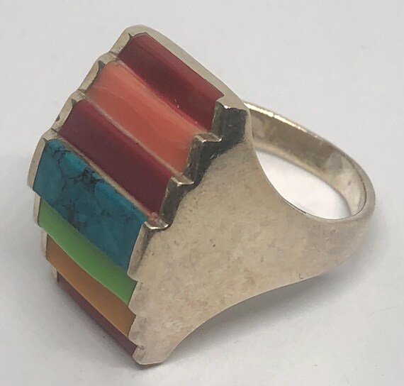 Sterling Silver Rainbow Multi Stone Ring Size 6 1… - image 7