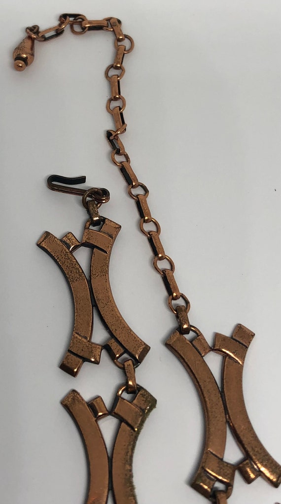 RENIOR Necklace, Mid Century 1950s Copper Linked … - image 4