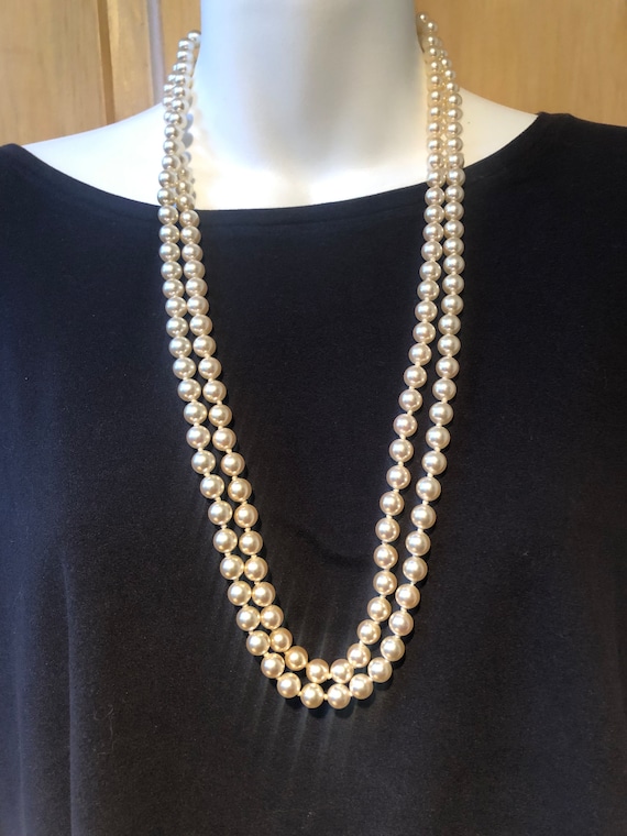 SAL SWAROVSKI Faux Pearl Necklace, Signed SAL, Swa