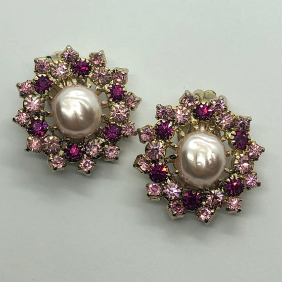 WEISS Pink Clip On Vintage Earrings - image 7