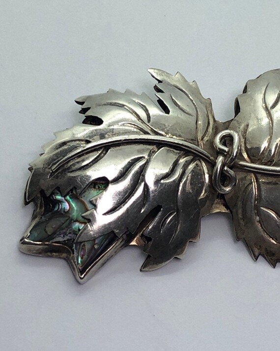 STERLING SILVER Leaf Brooch Pin - image 5