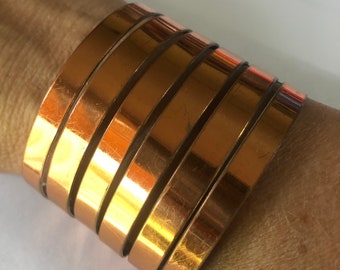 REBAJES Copper Cuff Bracelet, Mid Century Modern 1950s Copper Bracelet, Signed