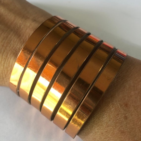 REBAJES Copper Cuff Bracelet, Mid Century Modern … - image 1