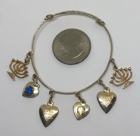 Vintage 1940's Sweetheart Charm Bracelet, JEWISH … - image 4