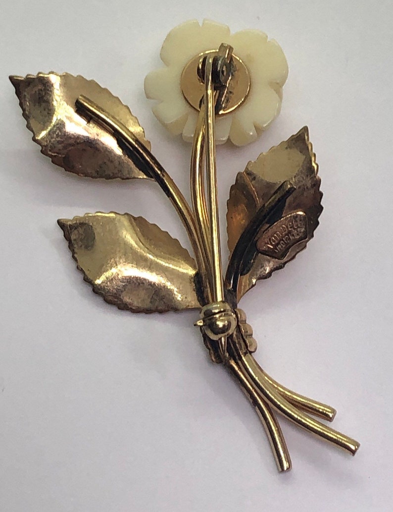 Vintage Van Dell Flower Brooch 1/20 10k Gold - Etsy