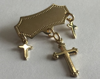 Lot of 6 Vintage Catholic Lapel Pins - with Holy Cross Charms