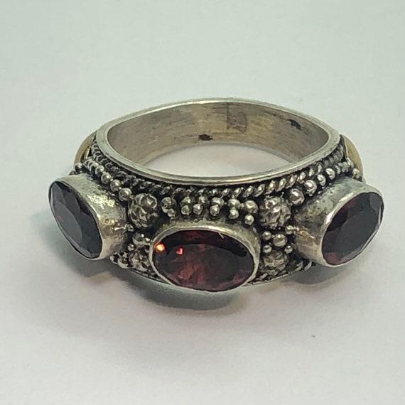 Sterling Silver Garnet Ring Size 4 1/2, Multi Sto… - image 1